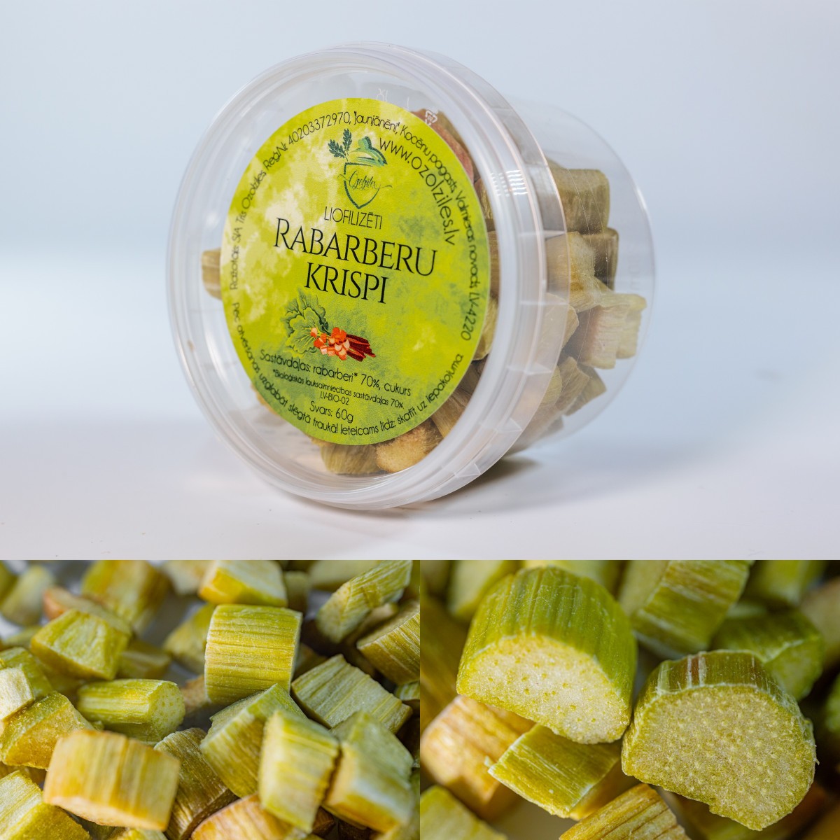 Freeze-dried rhubarb crisps