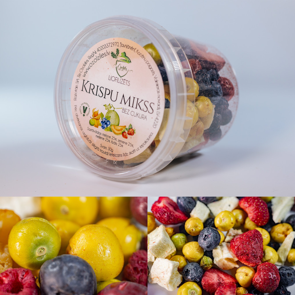 Liofilizēts bezcukura mikss ar meloni