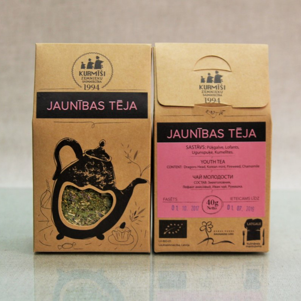 Zāļu tēja Jaunības (beramā), bioloģiska 40g
